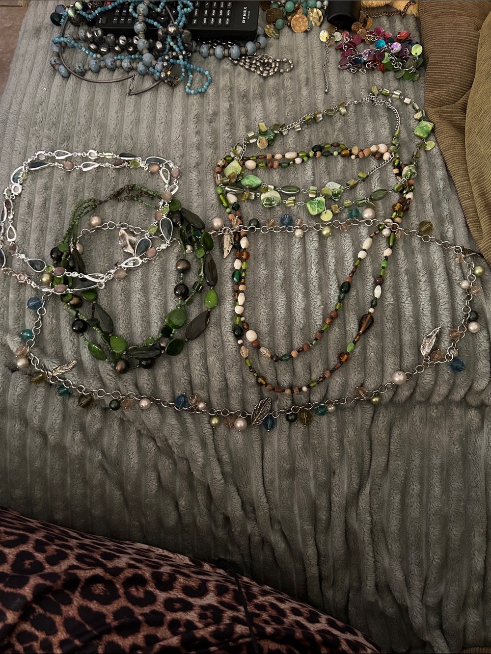 Multi-Strand Green Beaded Women's Necklace - Brand Unknown 5 Necklaces